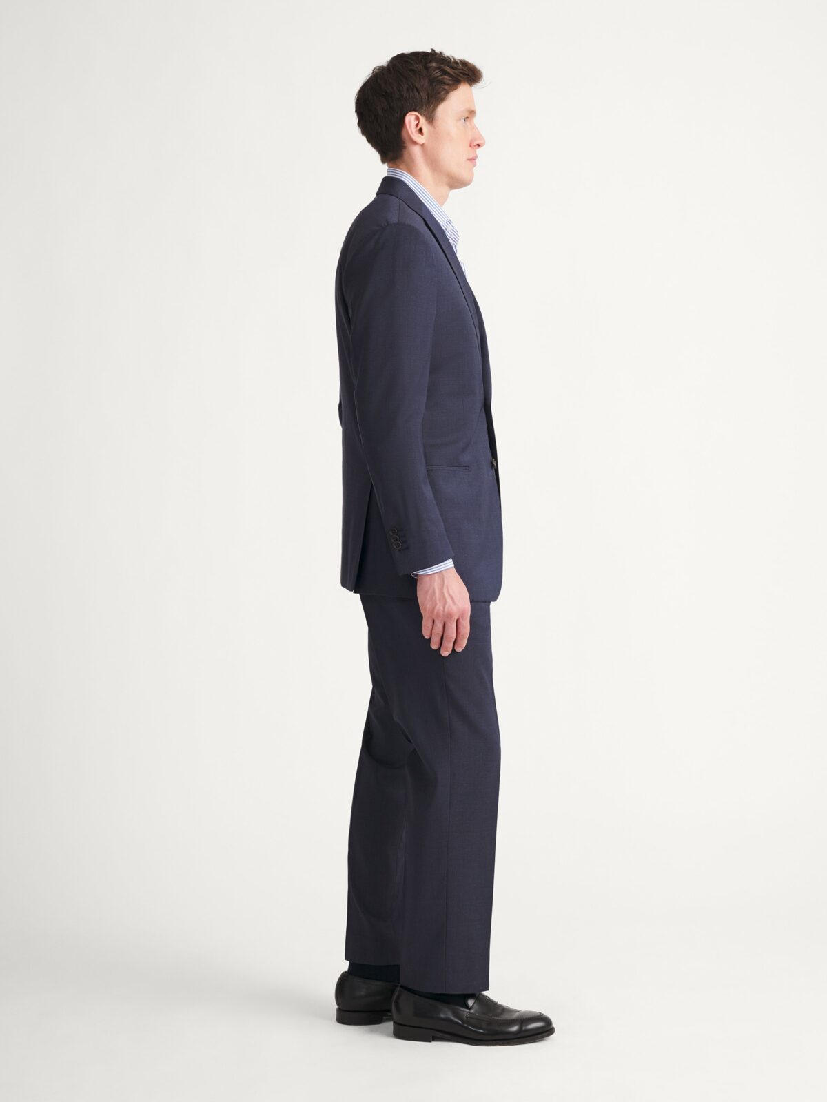 Loro Piana ダークブルー 夏用スーツ Loro Piana Fabric Navy Tropical Wool Suit - Custom Fit Tailored