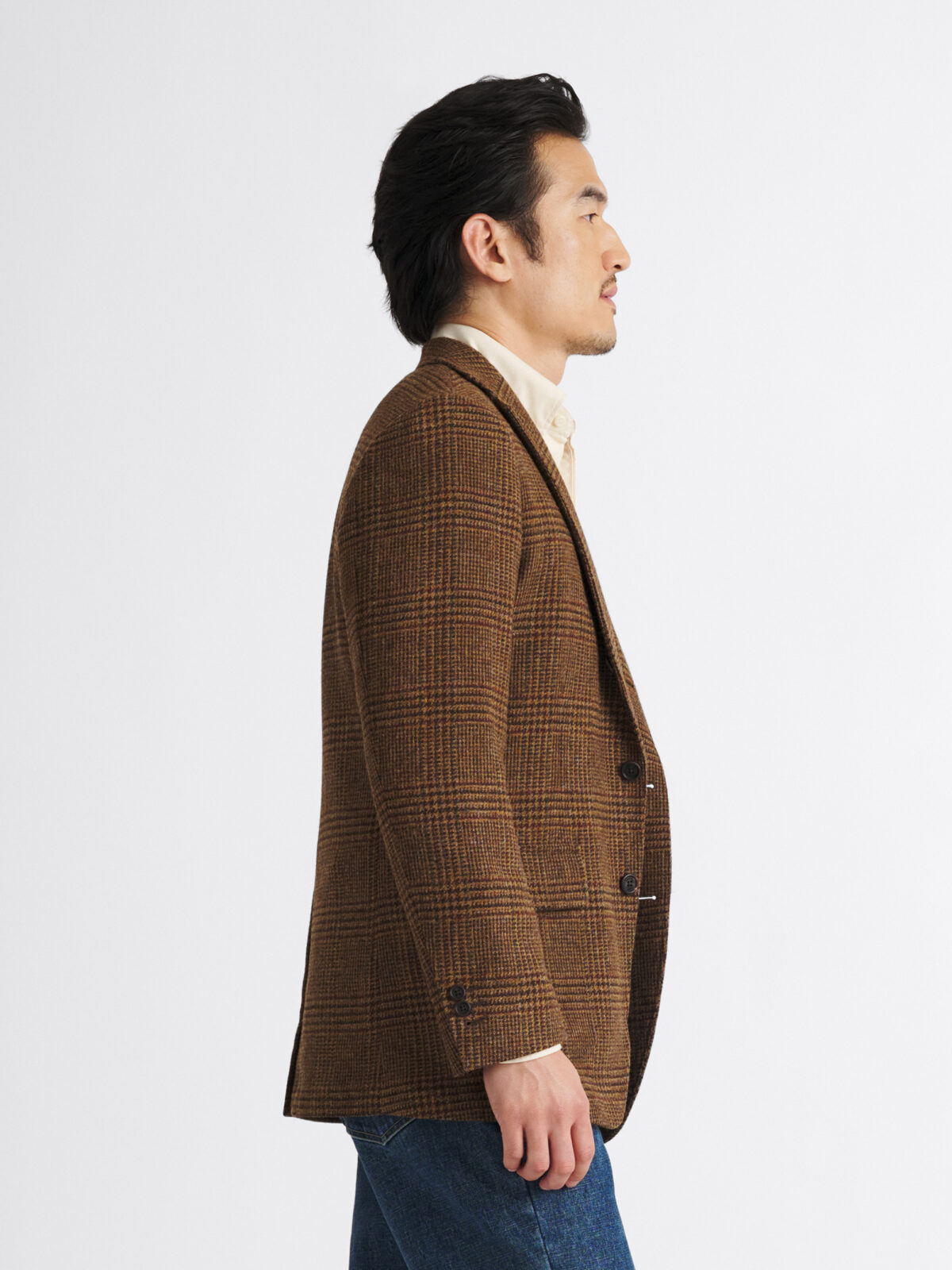 Brown and Red Plaid Shetland Tweed Andover Jacket - Custom Fit