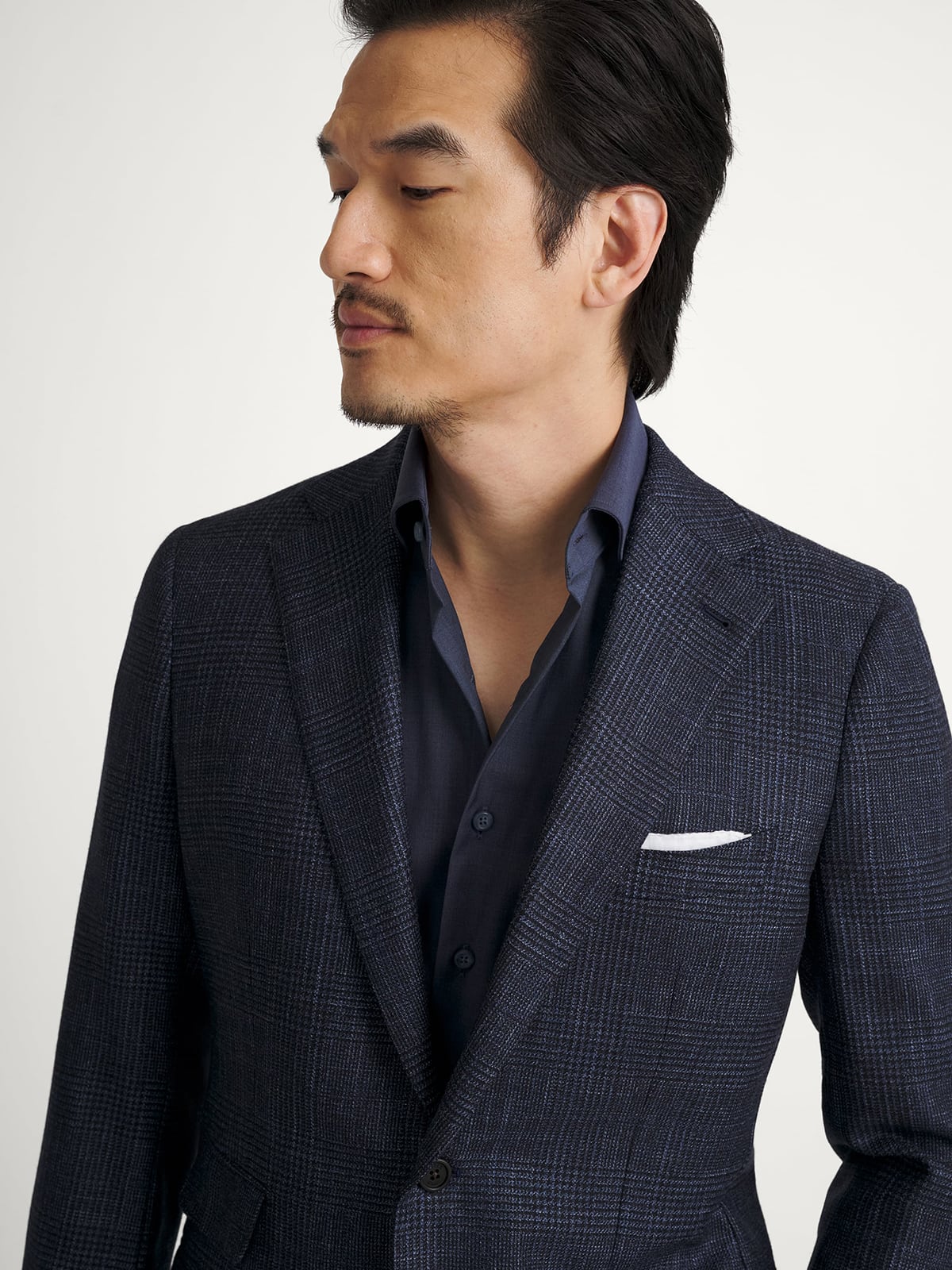 Loro Piana Fabric Navy Glen Plaid Wool Cashmere Walker Jacket