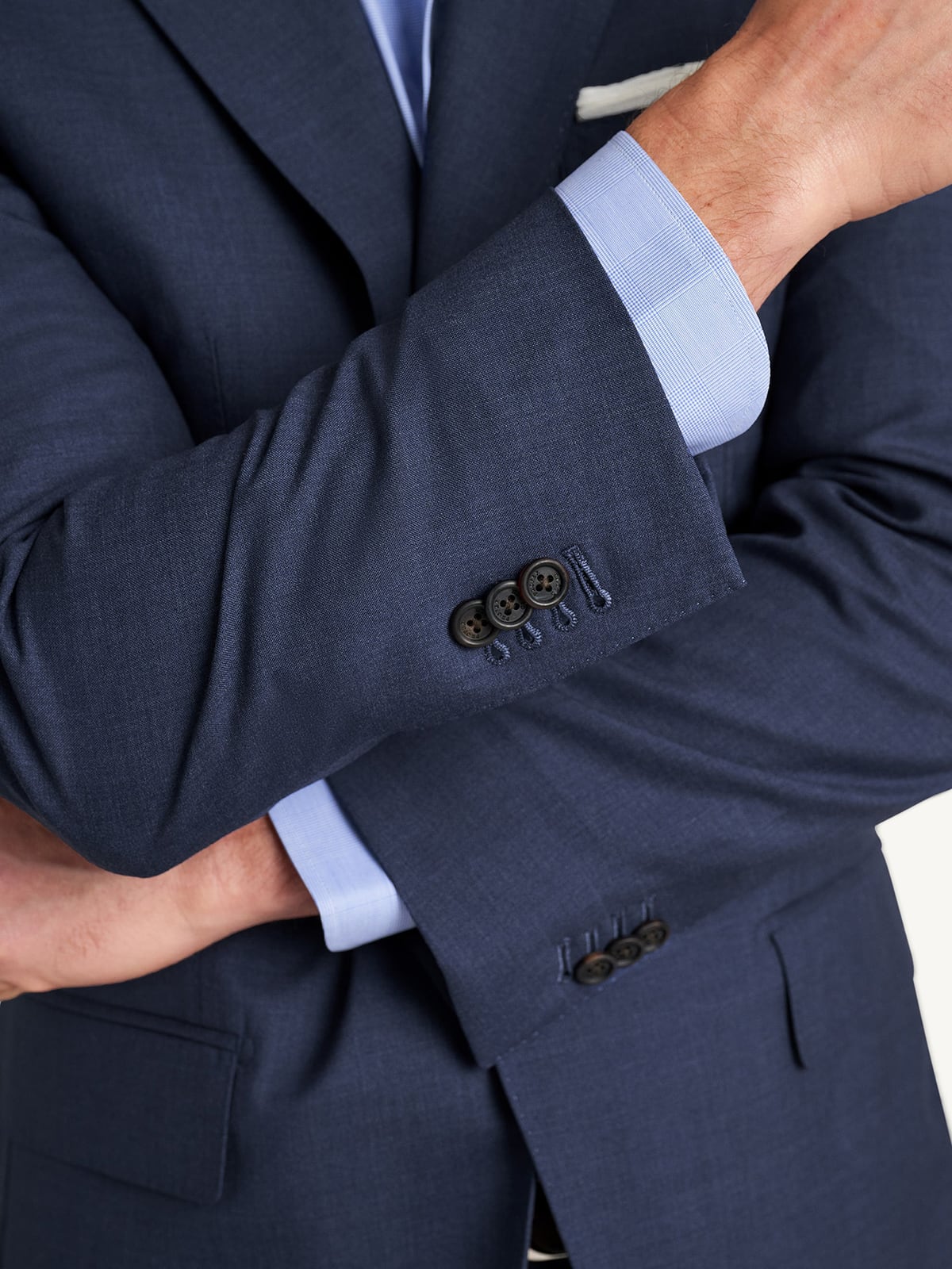 Drago Navy Melange S130s Tropical Wool Suit - Custom Fit Tailored