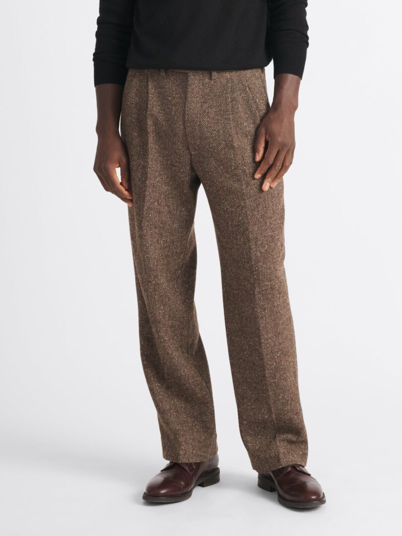 Di Sondrio Brown Donegal Wool Wide Leg Trouser Thumb Detail
