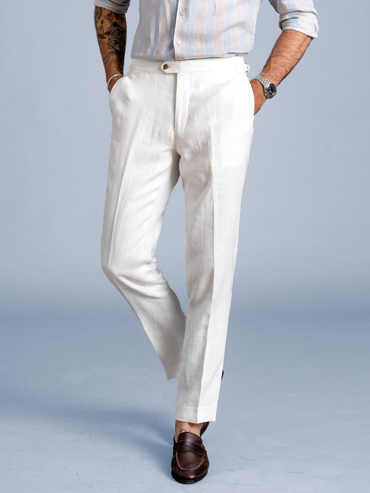 Men's White Linen Pants  Tailored Linen Pants -StudioSuits