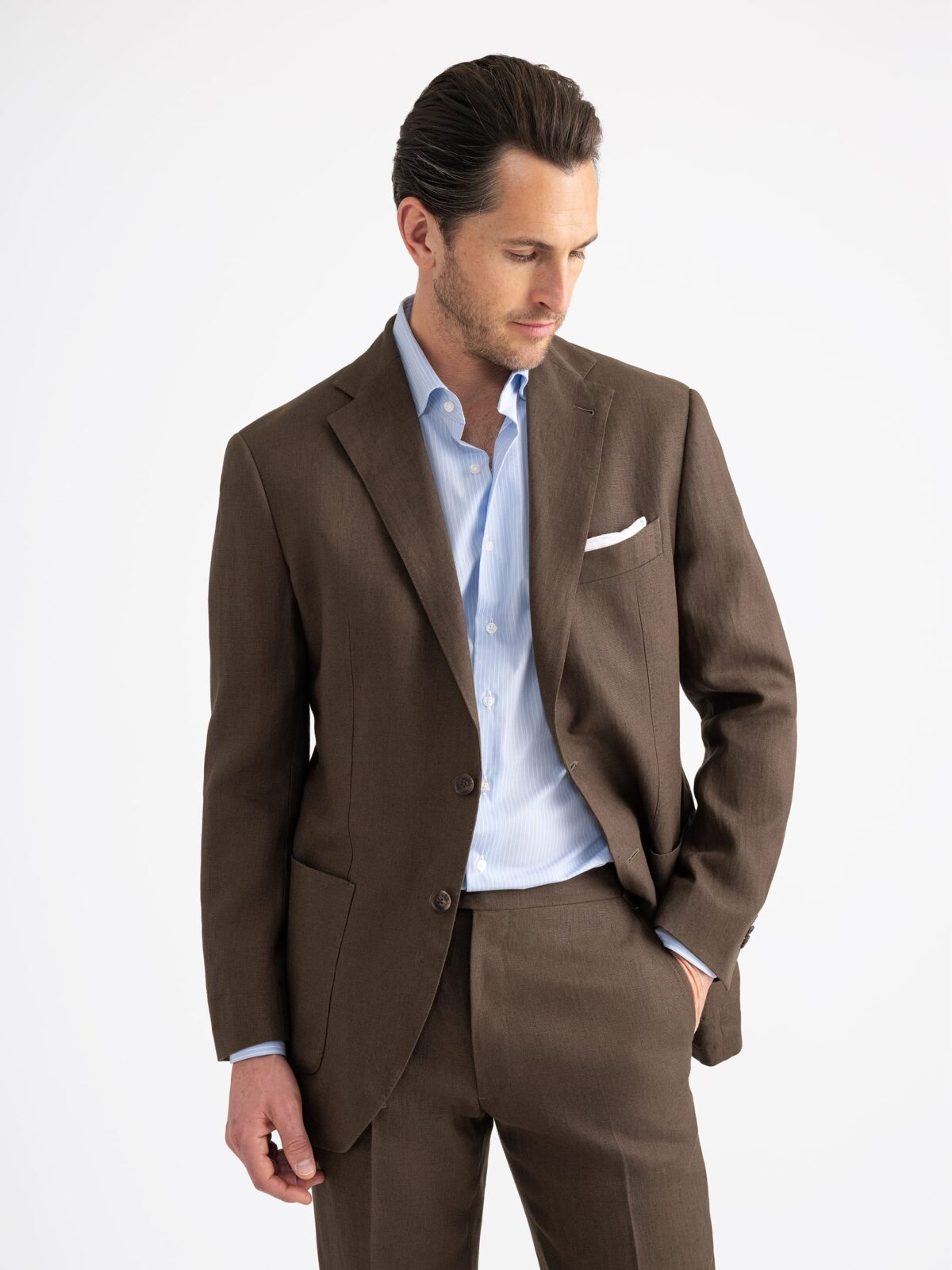 Tobacco Irish Linen Bedford Suit - Custom Fit Tailored Clothing