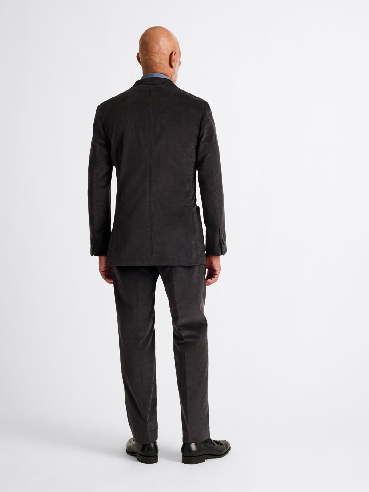 Double Breasted Duca Visconti Dark Grey Stretch Corduroy Suit