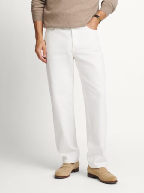 Di Sondrio Off White Stretch Cotton Chino - Custom Fit Pants