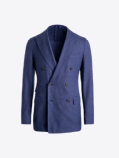 Double Breasted Reda Ocean Blue Hopsack Waverly Jacket - Custom Fit  Tailored Clothing