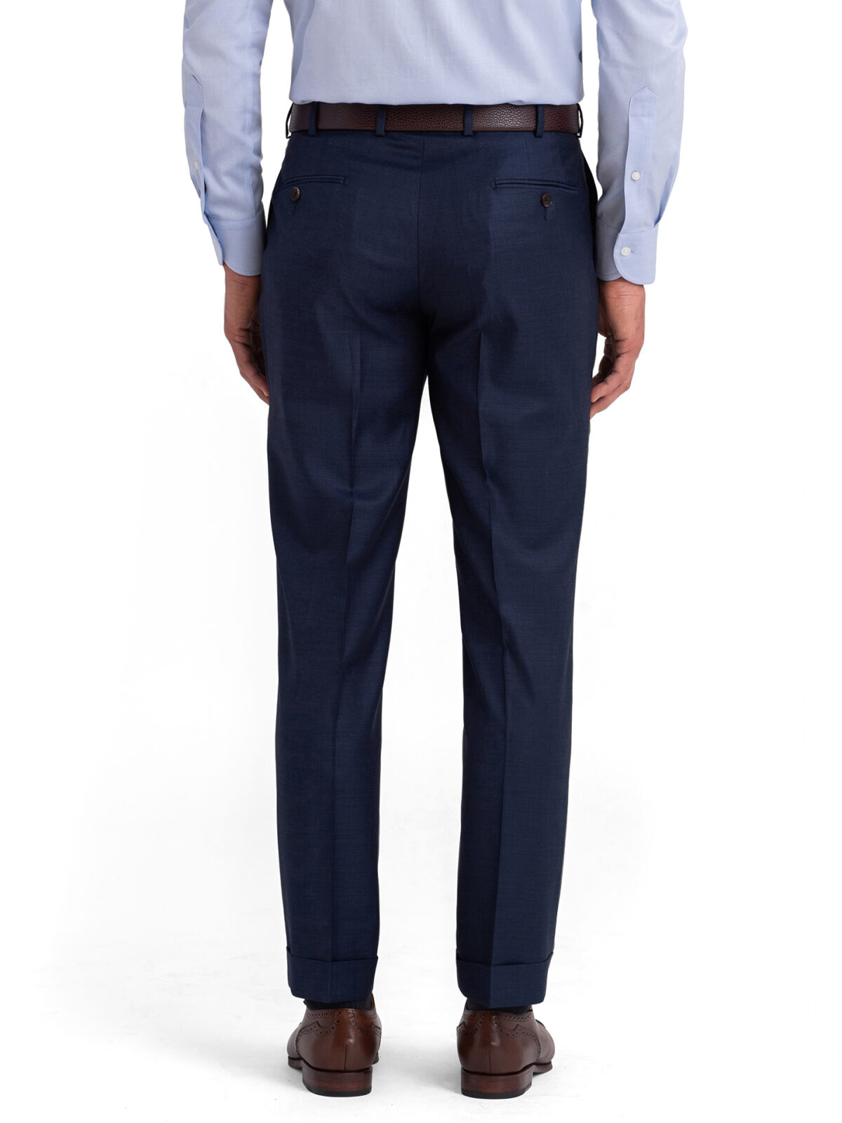 Sharkskin Oxford Blue Plain Front Pants –