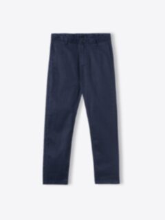 Shop Bergamo Navy Stretch Cotton and Linen Chino