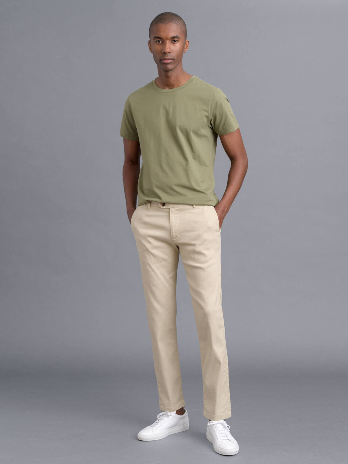 Di Sondrio Khaki Stretch Cotton Chino