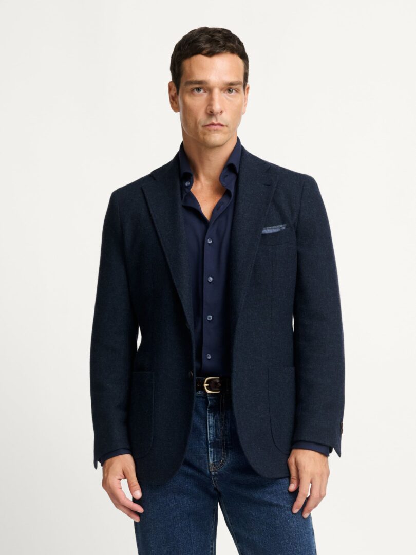 Navy Melange Wool Flannel Waverly Jacket Thumb Detail