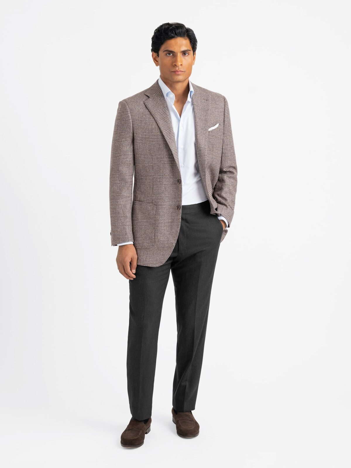 Chestnut Glen Plaid Italian Flannel Bedford Jacket - Custom Fit