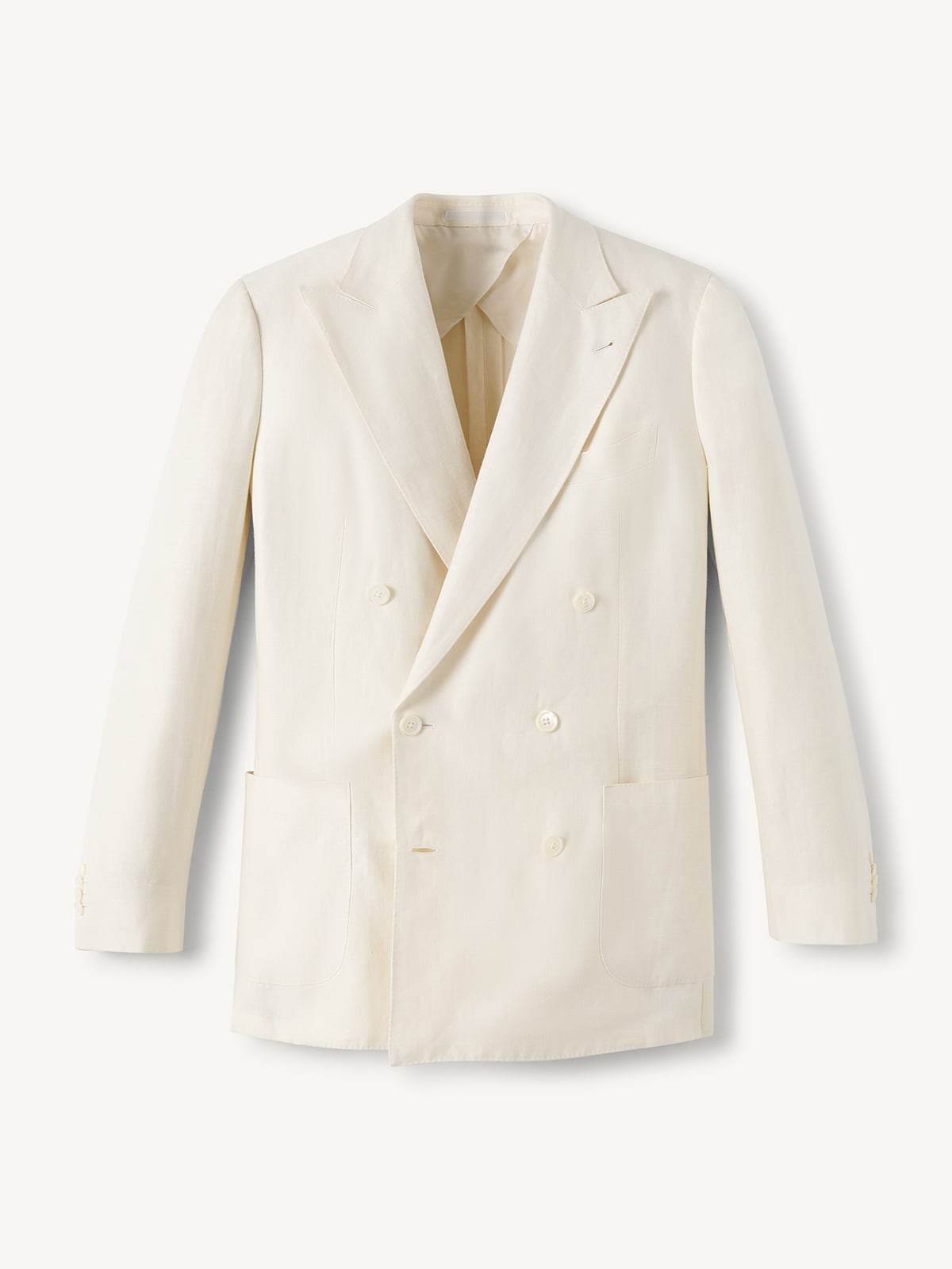Double Breasted Cream Wool and Linen Bedford Jacket - Custom Double Breasted Cream Wool and Linen Bedford Jacket - Custom