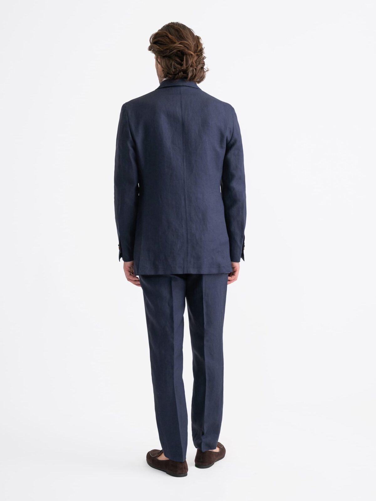 Navy Irish Linen Double Breasted Bedford Suit - Custom Fit Tailored Clothing