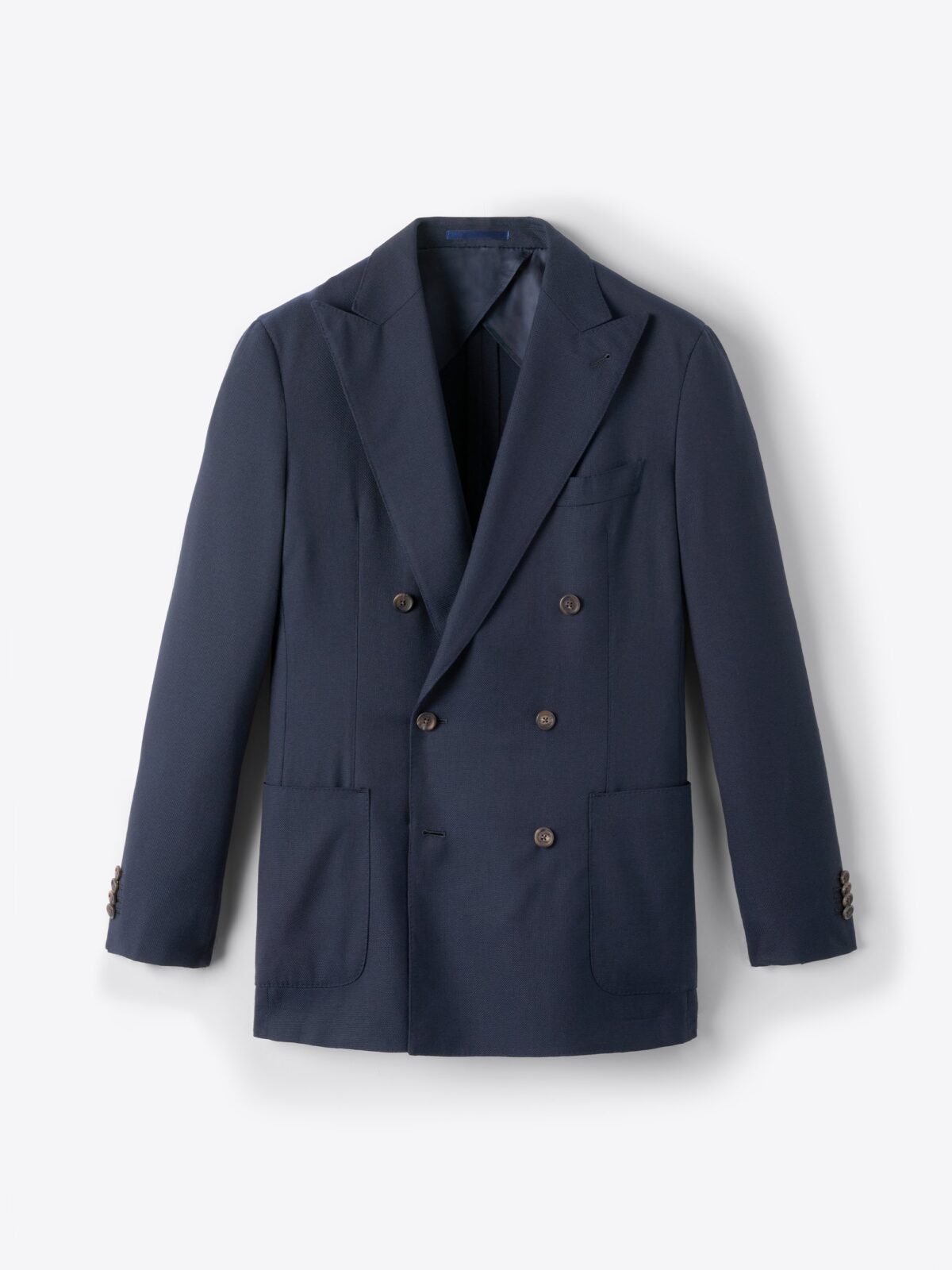 Double Breasted Reda Navy Hopsack Bedford Jacket - Custom Fit Tailored  Clothing