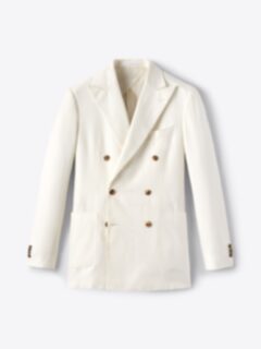 Shop Double Breasted Cream Wool and Linen Bedford Jacket