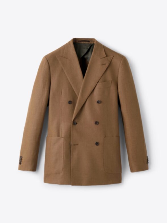 Thumb Photo of Double Breasted Tobacco Irish Linen Carmine Jacket