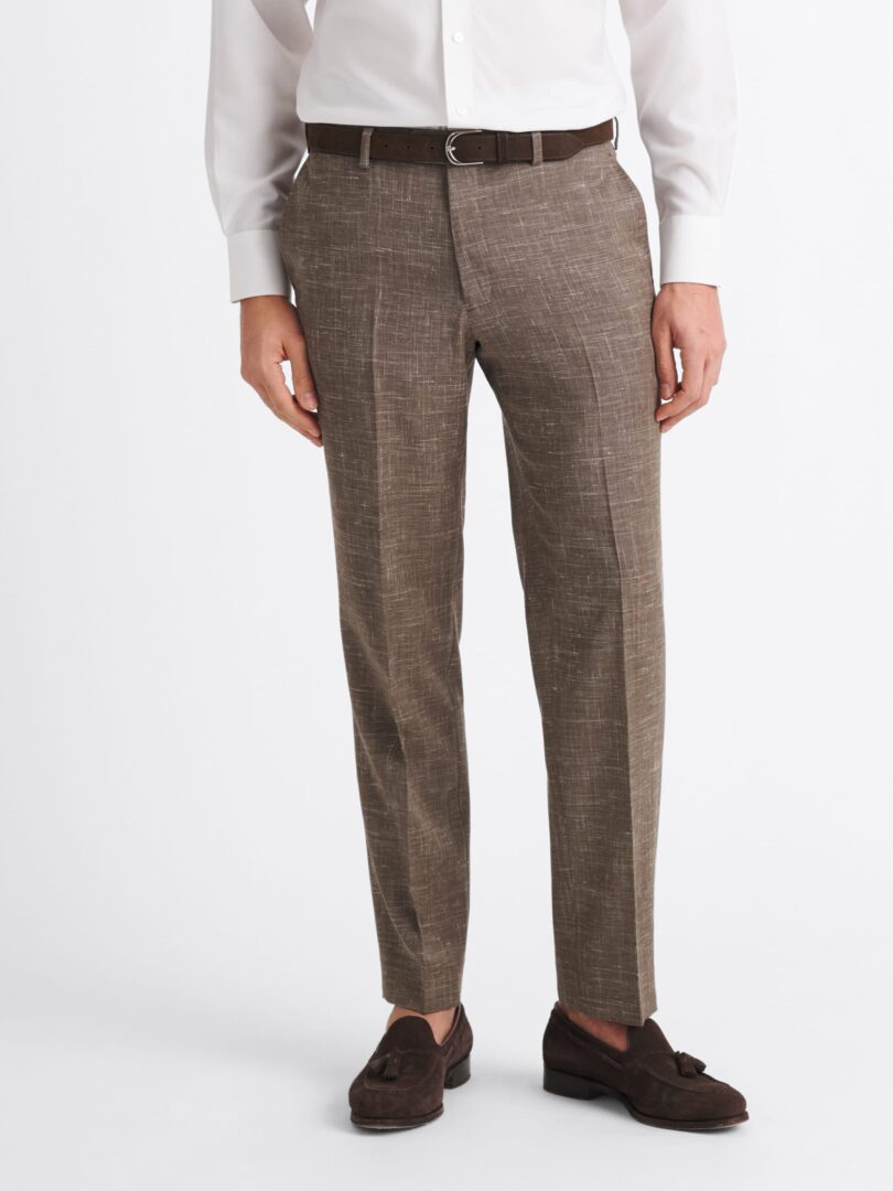 Mocha Wool and Linen Stretch Dress Pant Thumb Detail