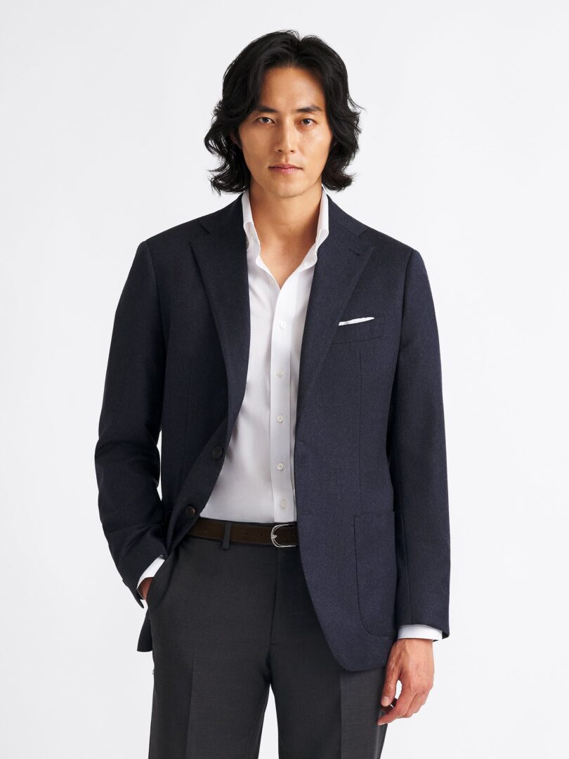 Reda Navy Brushed Italian Wool Flannel Thumb Detail