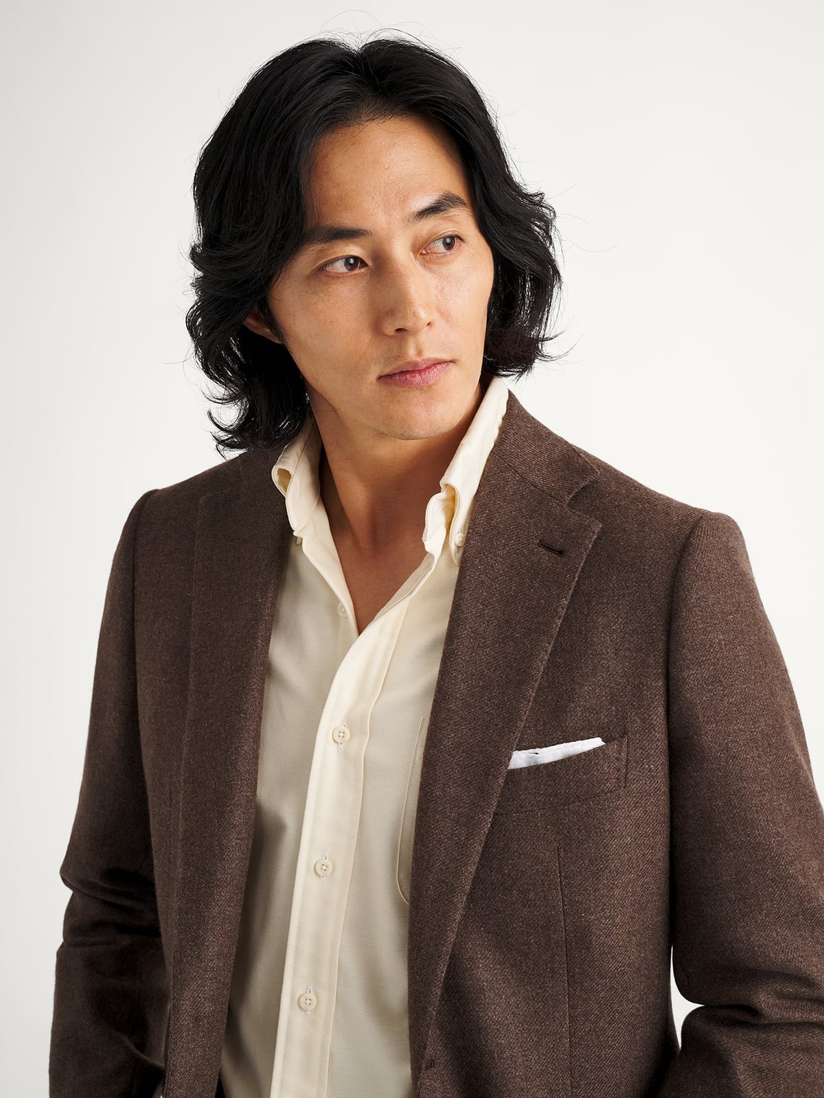 J.PRESS カシミヤ混 2ボタン テーラードジャケット フランネル ブラウン di Pray Brown Cashmere Flannel Jacket - Custom Fit Tailored Clothing