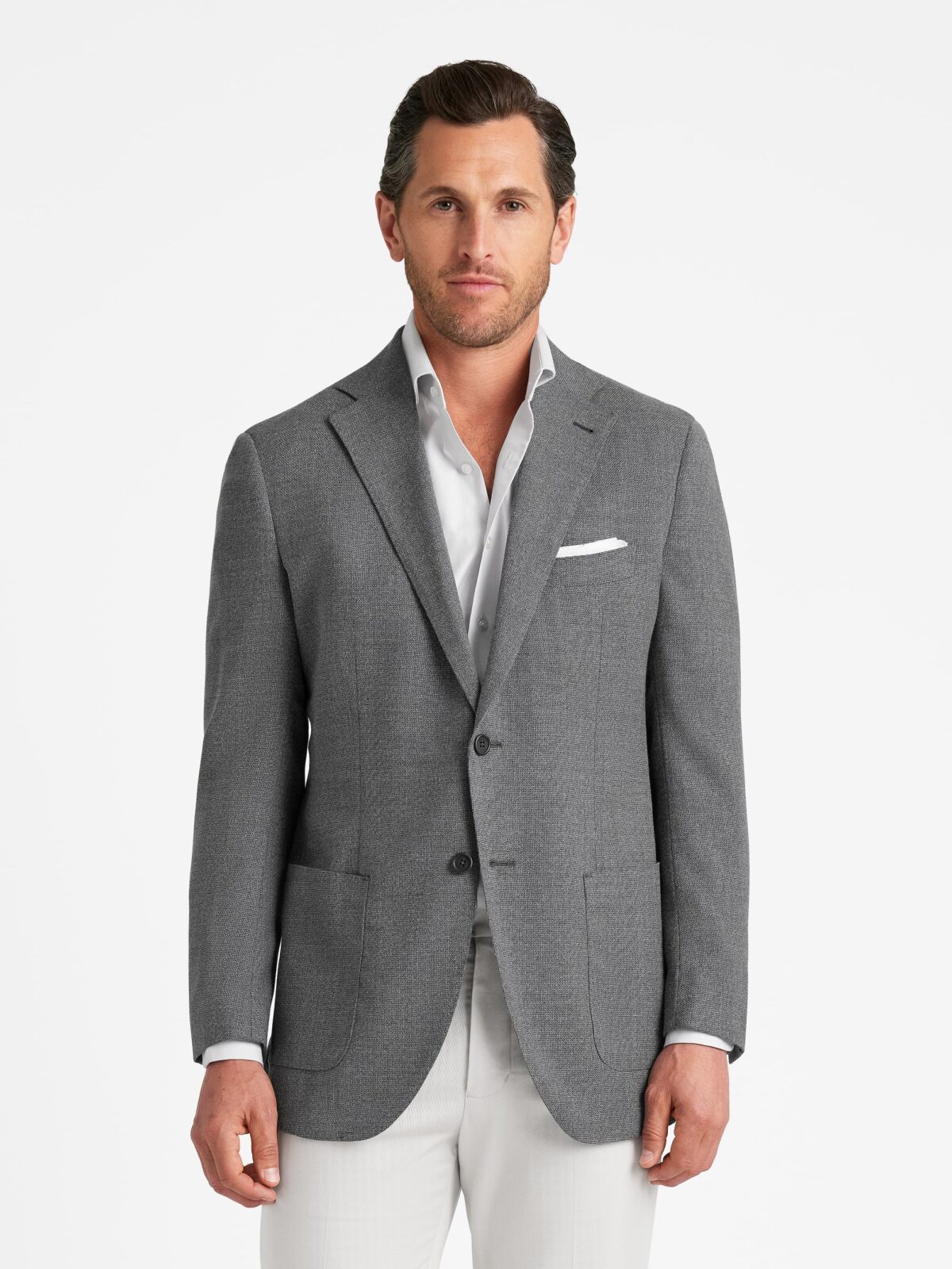 Reda Grey Wool Hopsack Bedford Jacket - Custom Fit Tailored Clothing