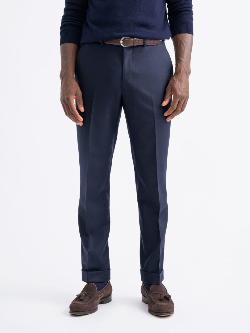 VBC Navy Wool Flannel Dress Pant Thumb Detail