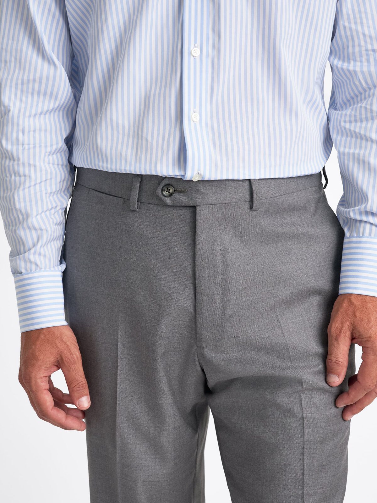 LORO PIANA 　 PLEATED TROUSERS　グレーストライプ Loro Piana Fabric S150s Grey Dress Pant - Custom Fit