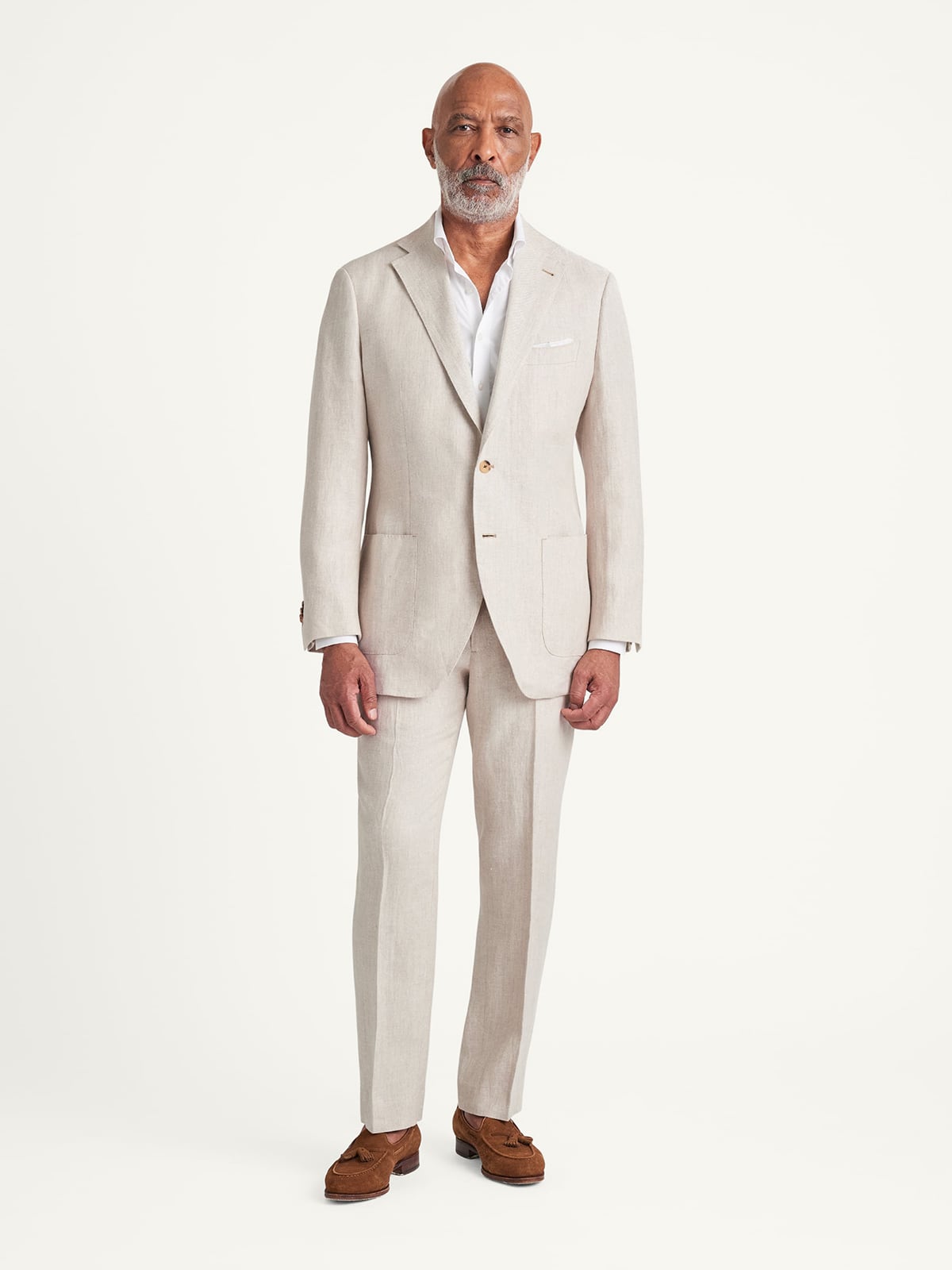 Proper Cloth Natural Beige Irish Linen Bedford Men's Custom Suit Proper Cloth Natural Beige Irish Linen Bedford Men's Custom Suit
