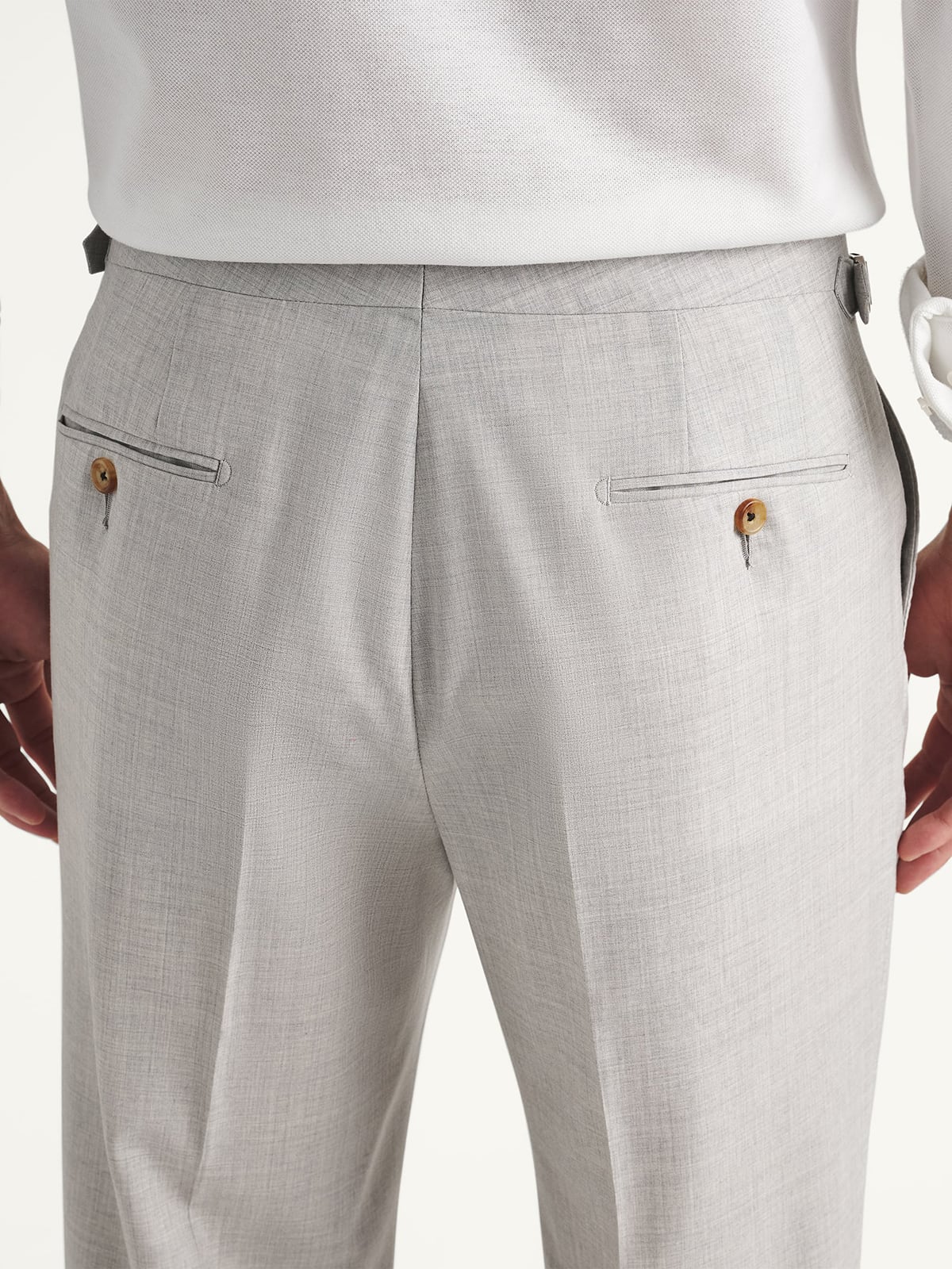 Proper Cloth Drago Light Grey High Rise Single Pleat Tropical Wool Pant Proper Cloth Drago Light Grey High Rise Single Pleat Tropical Wool Pant