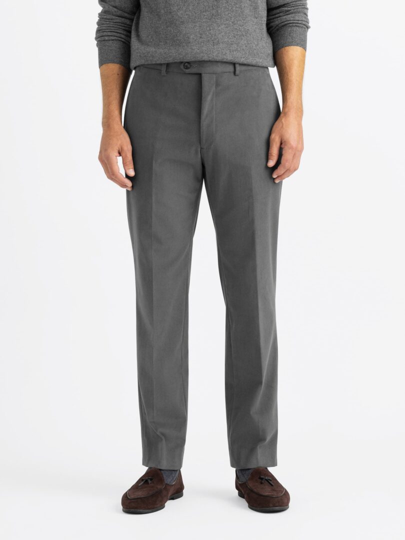 Grey Heavy Brushed Cotton Stretch Dress Pant Thumb Detail