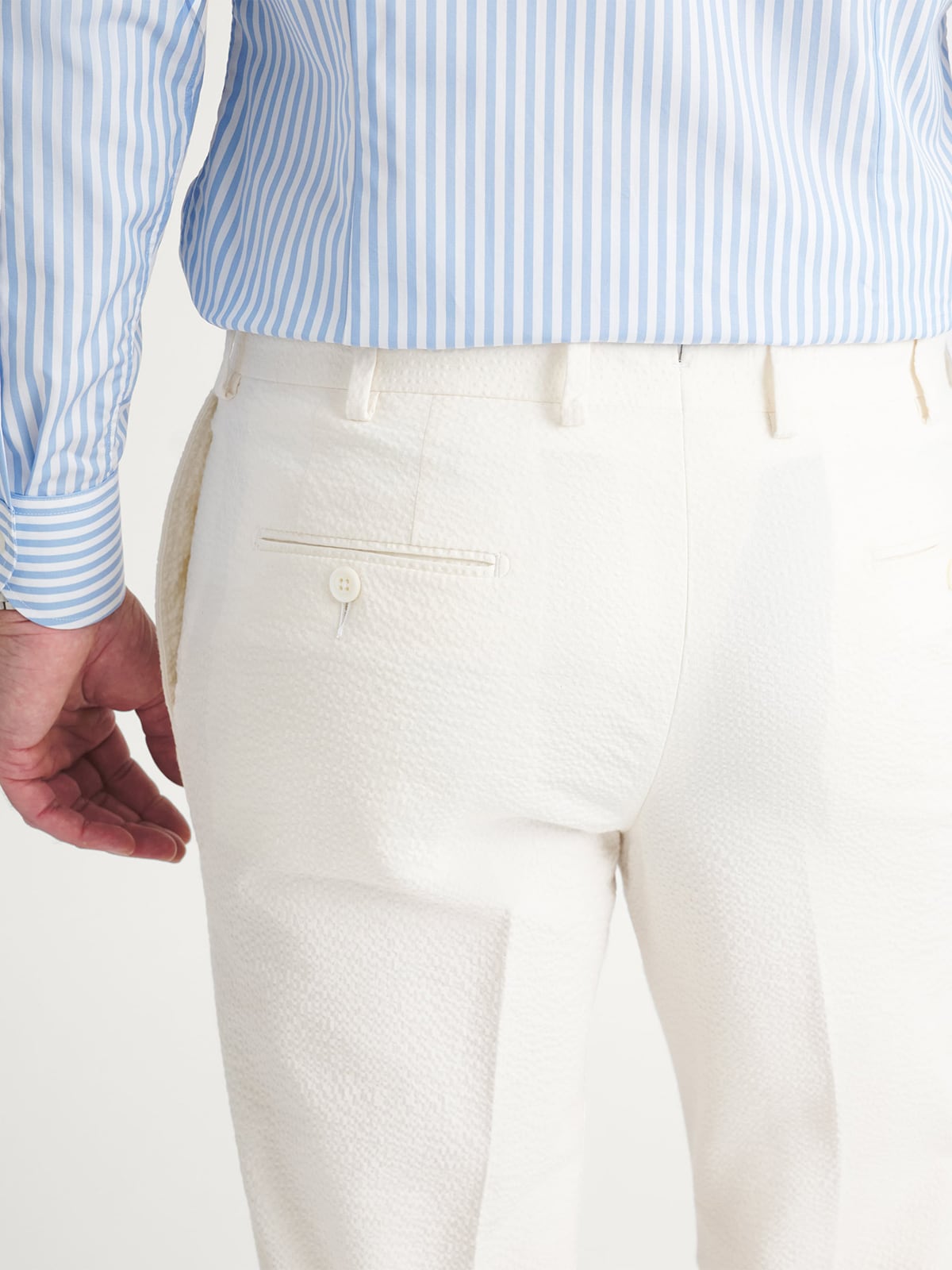Zanieri Ivory Stretch Seersucker Pants - Custom Fit Tailored Clothing