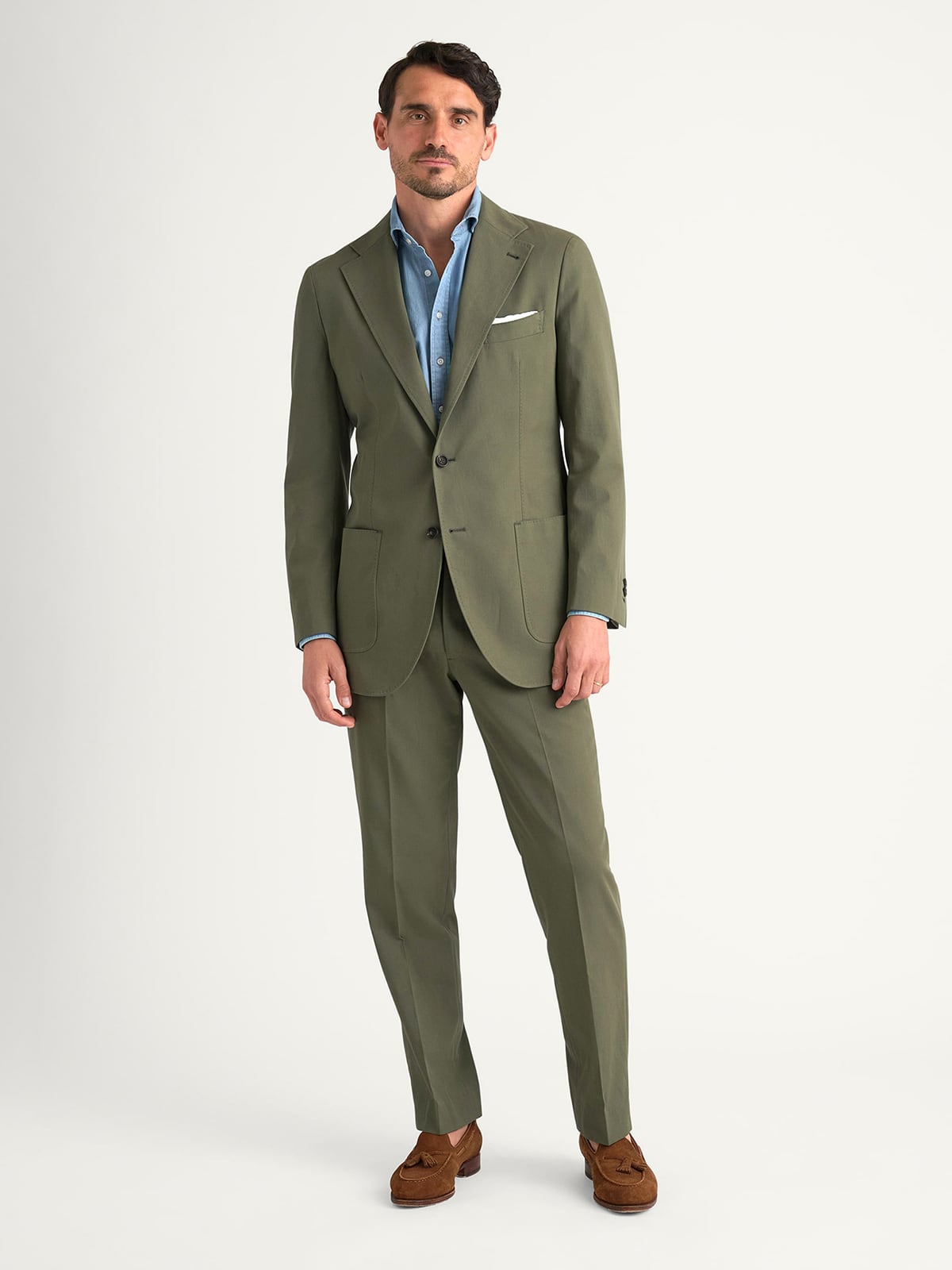 Di Sondrio Olive High Twist Cotton Sullivan Suit