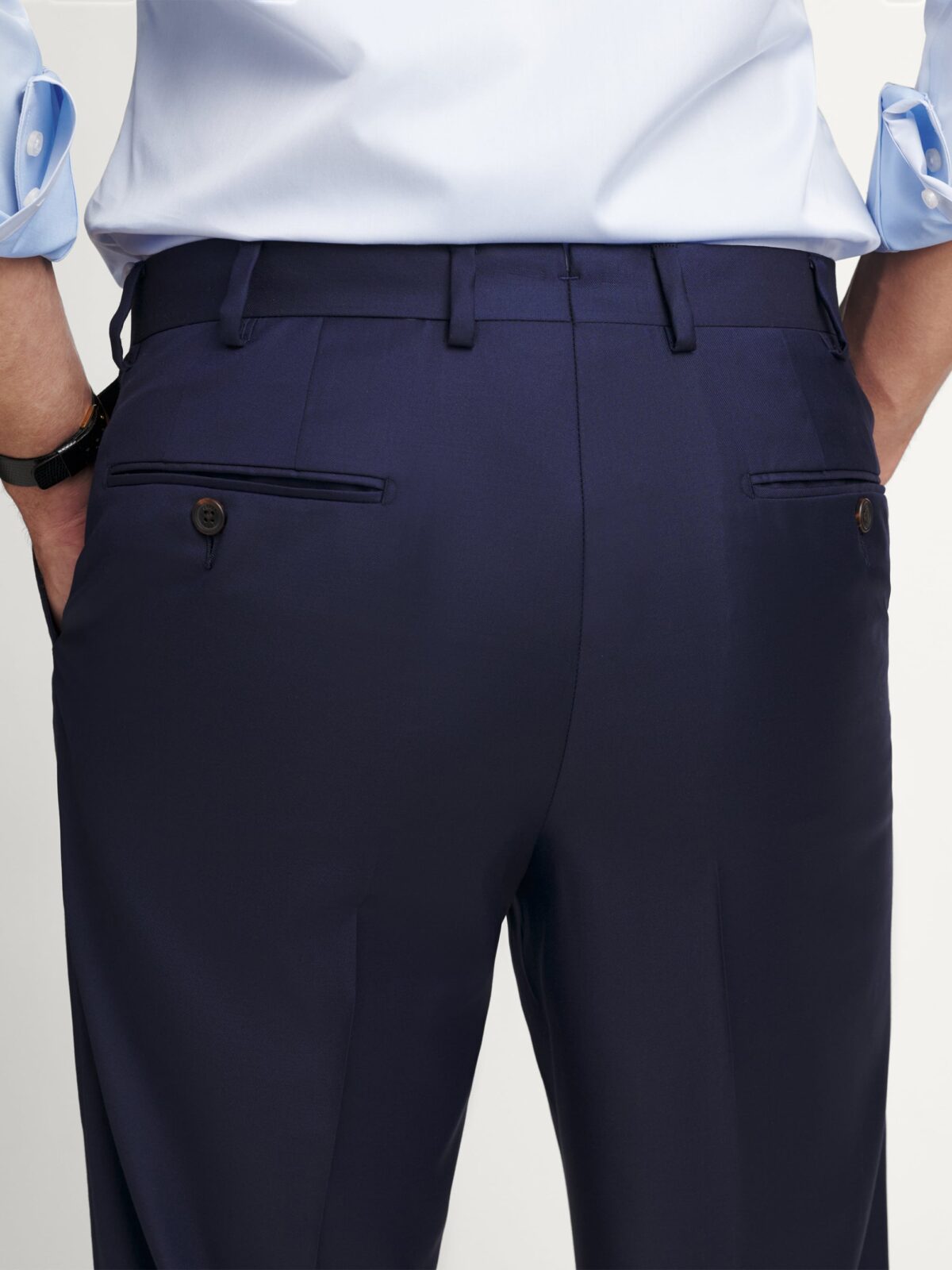 Loro Piana Fabric S170s Navy Wool and Cashmere Dress Pant - Custom
