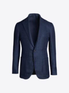 Shop Navy Wool Linen Hopsack Bedford Jacket