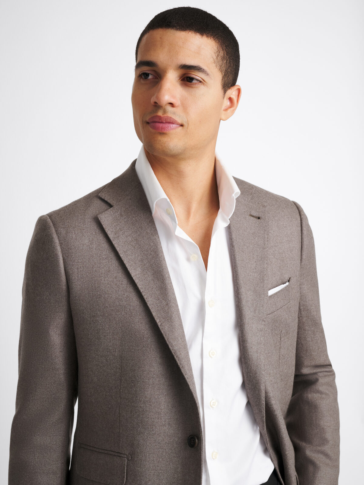 Loro Piana Fabric Taupe Wool Cashmere Flannel Walker Jacket