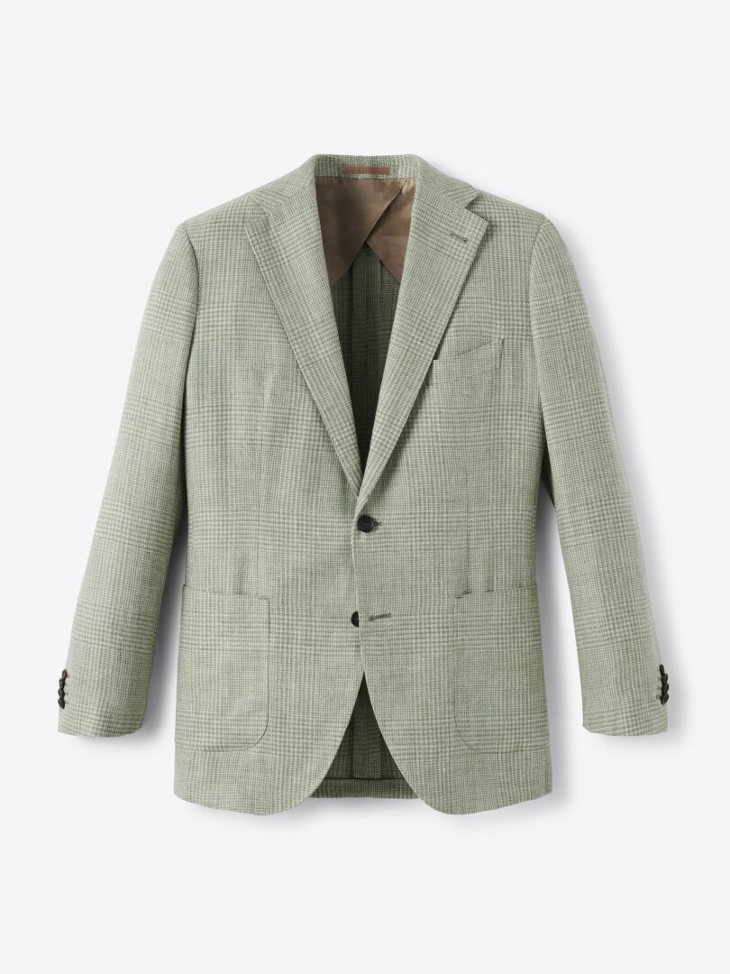Men’s Drago Sage Glen Plaid Wool and Linen Hopsack Thumb