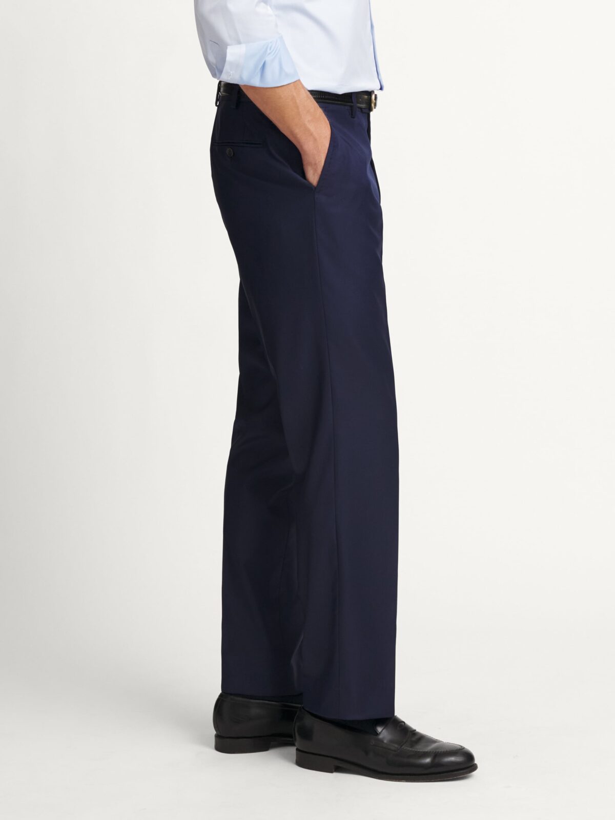 Loro Piana Fabric S170s Navy Wool and Cashmere Dress Pant - Custom