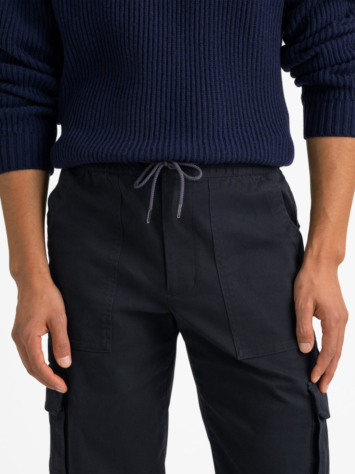 Navy Drawstring Cargo Jogger - Custom Fit Pants