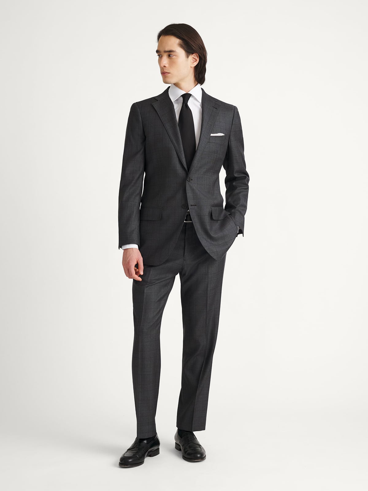 Loro Piana Charcoal Glen Plaid S150s Wool Suit - Custom Fit
