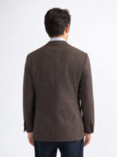 Brown Melange Brushed Hopsack Bedford Jacket - Custom Fit