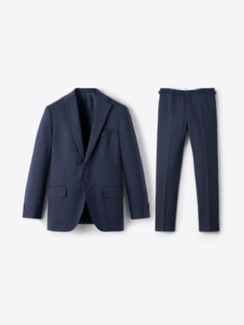 Drago Navy Herringbone S130s Allen Suit - Custom Fit Tailored Clothing