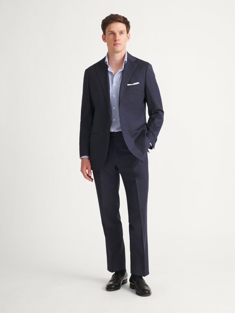 Loro Piana Fabric Navy Tropical Wool Suit Thumb Detail