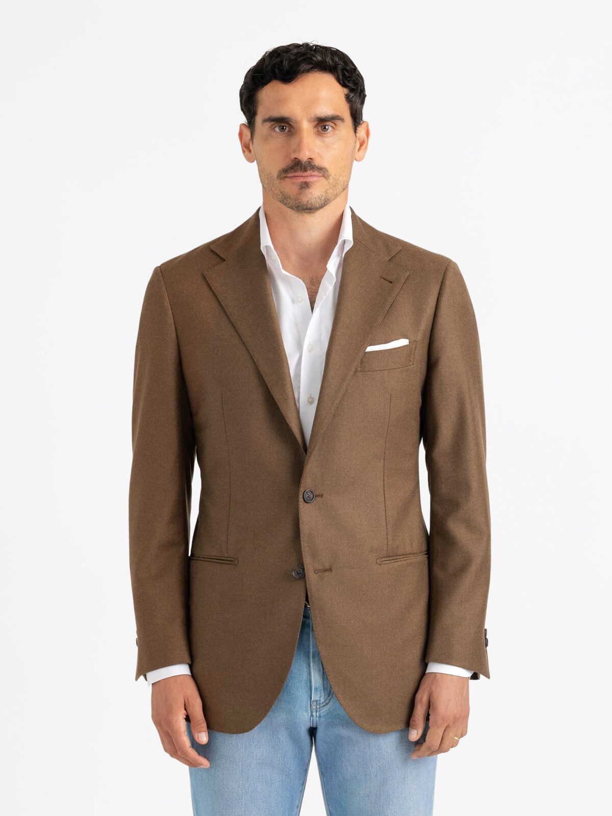 Marzotto Dark Camel Wool and Cashmere Downing Jacket Marzotto Dark Camel Wool and Cashmere Downing Jacket