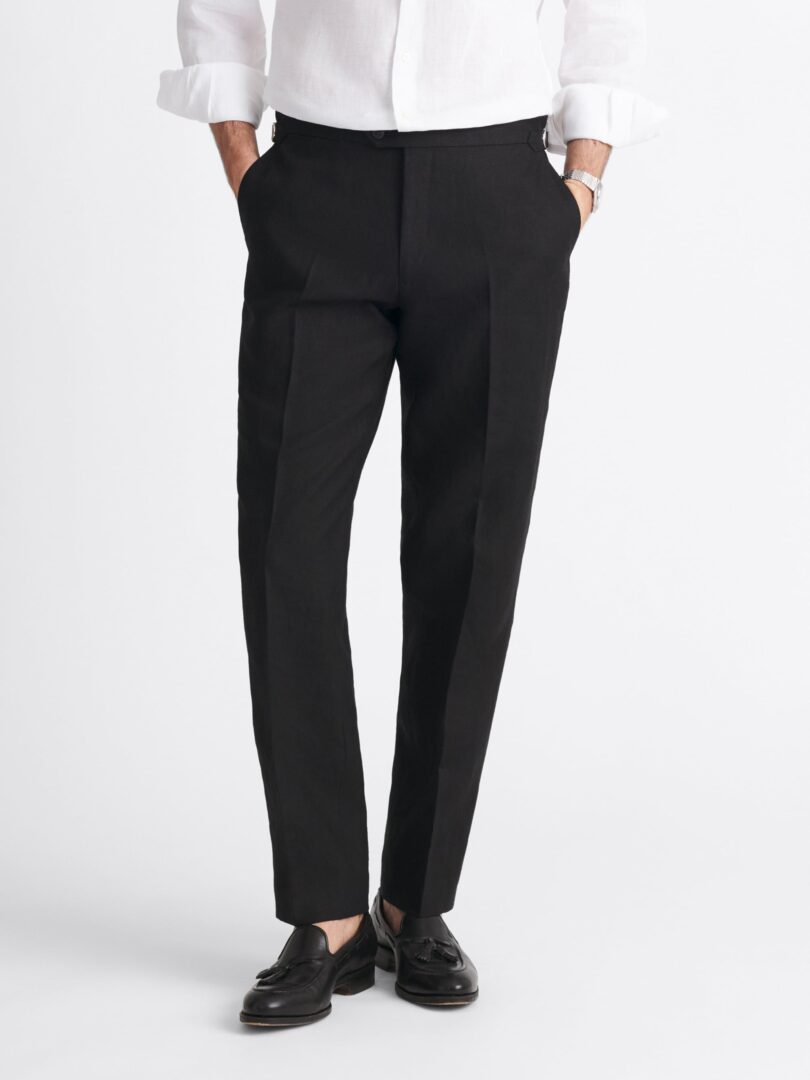 Spence Bryson Black Heavy Irish Linen Dress Pant Thumb Detail