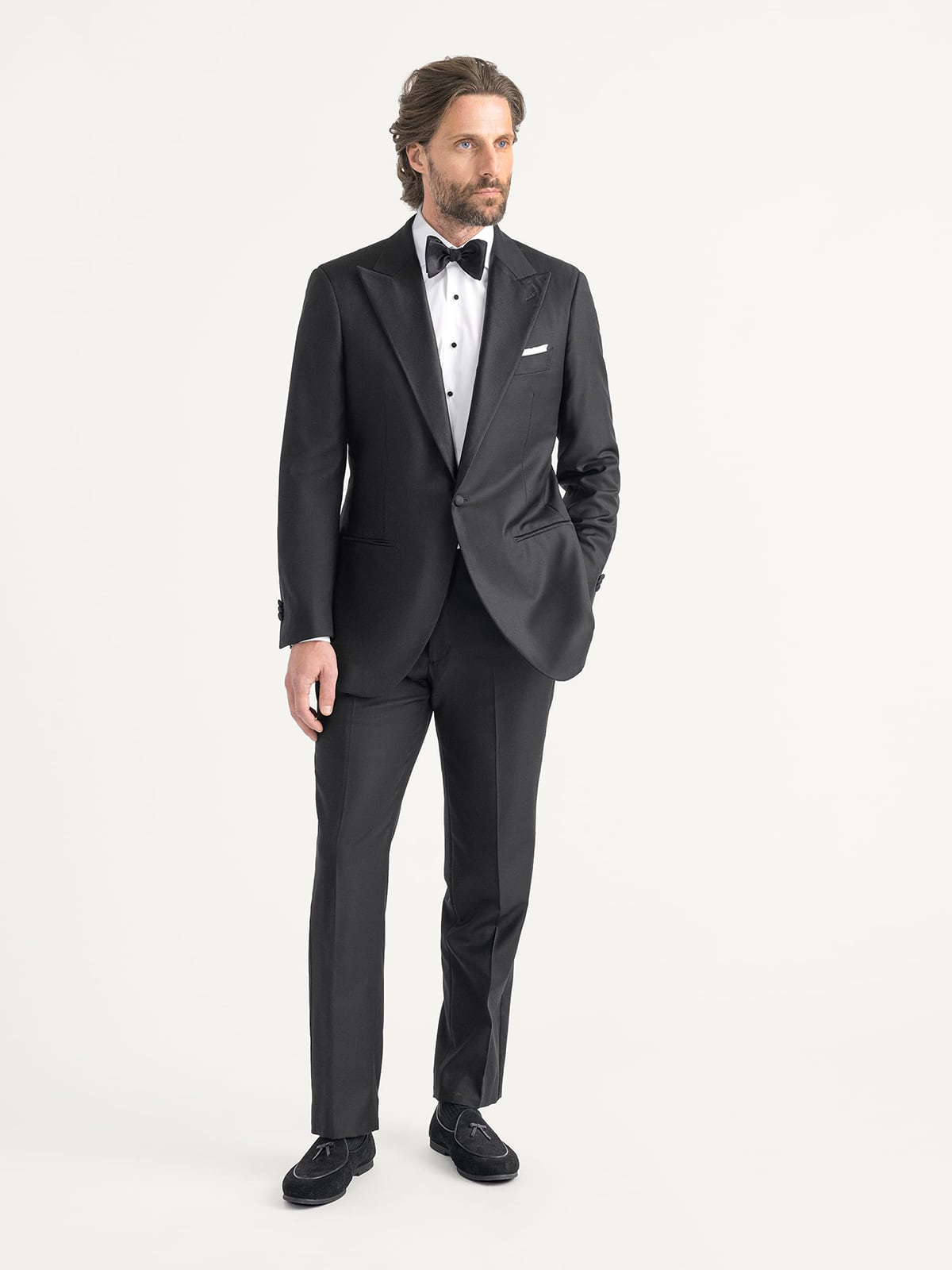 Peak Lapel Loro Piana Fabric Black S150s Dinner Jacket Satin Lapel 
