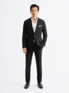 Proper Cloth Black Wool Side Tab Men's Custom Dress Pants