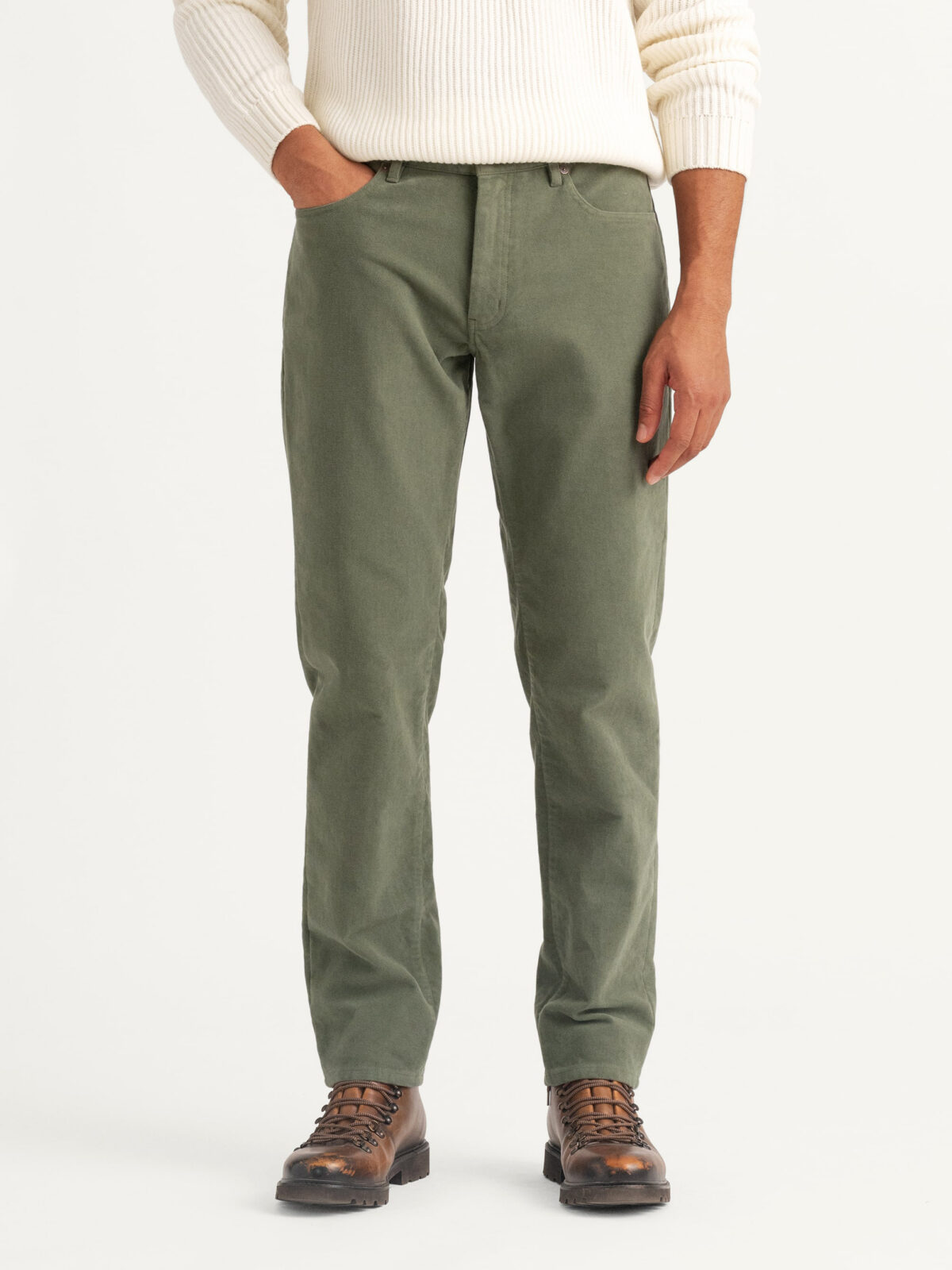 Biella Olive Stretch Moleskin 5-Pocket - Custom Fit Pants