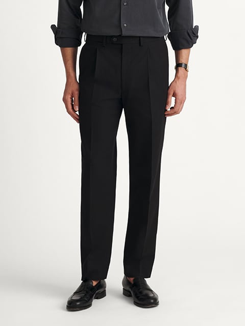 Proper Cloth Black High Twist Cotton Men's Custom Dress Pants