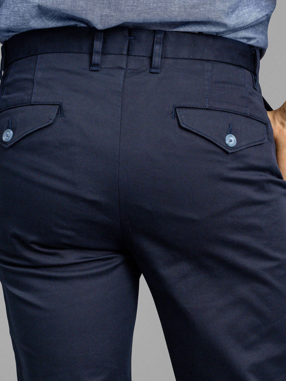 Como Navy Lightweight Stretch Twill Chino - Custom Fit Pants