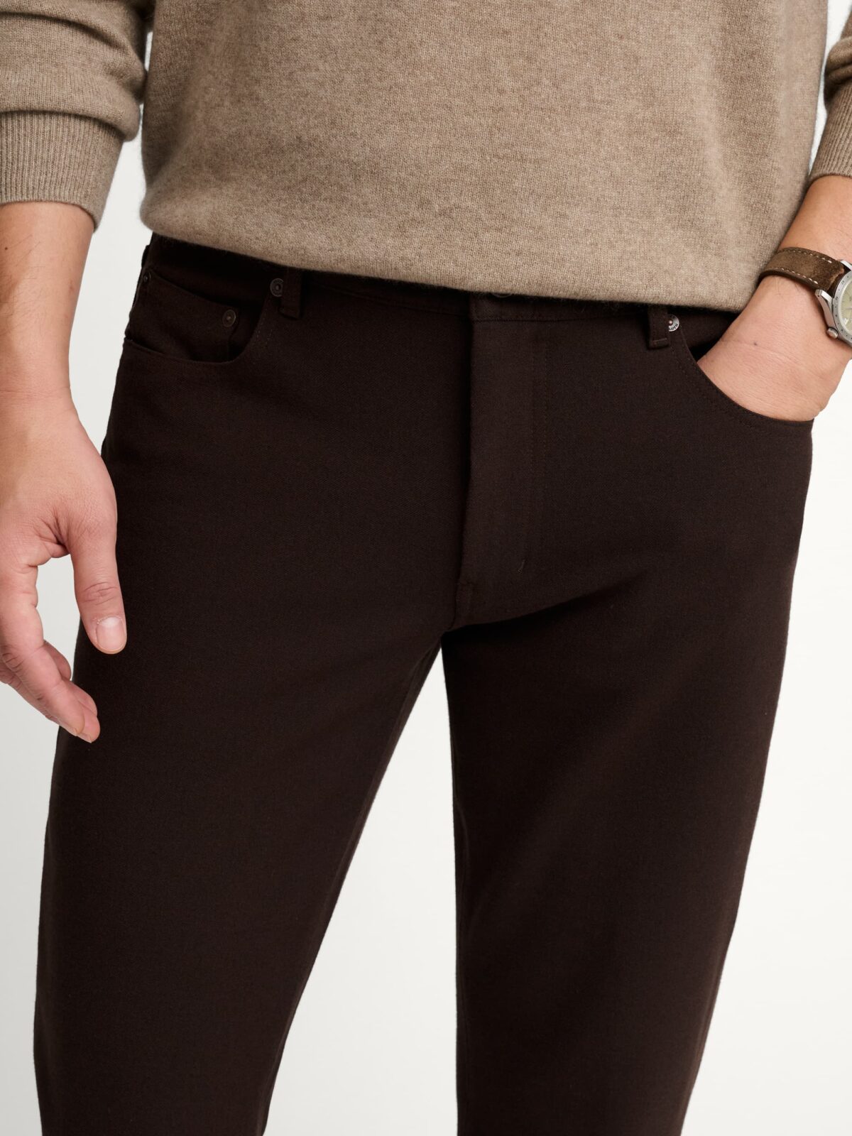Italian Chocolate Flannel Performance 5-Pocket - Custom Fit Pants