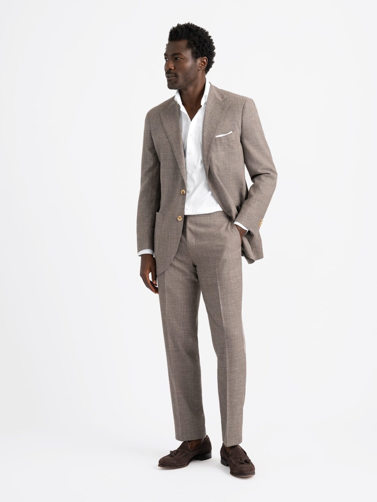 Loro Piana Taupe Wool Silk and Linen Hudson Suit - Custom Fit